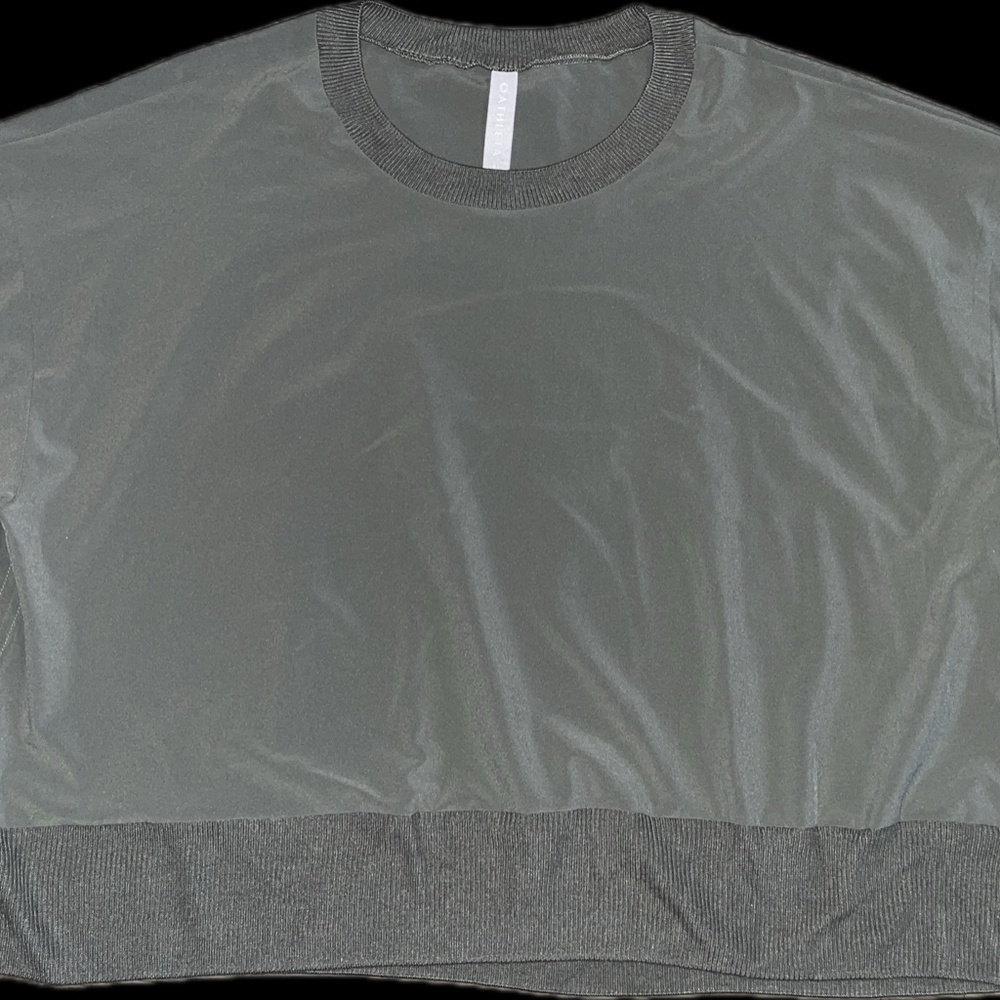 ATHLETA Zephyr Crop Top in Poseidon Olive Size XL